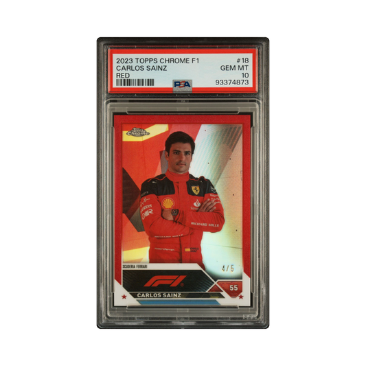 2023 Topps Chrome F1 Carlos Sainz Red Refractor 4/5 - PSA10 / POP1