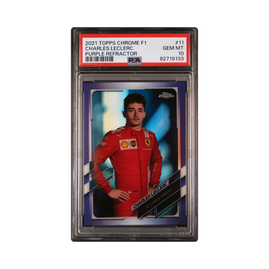 2021 Topps Chrome F1 Charles Leclerc #11 /399 Purple Refractor PSA10
